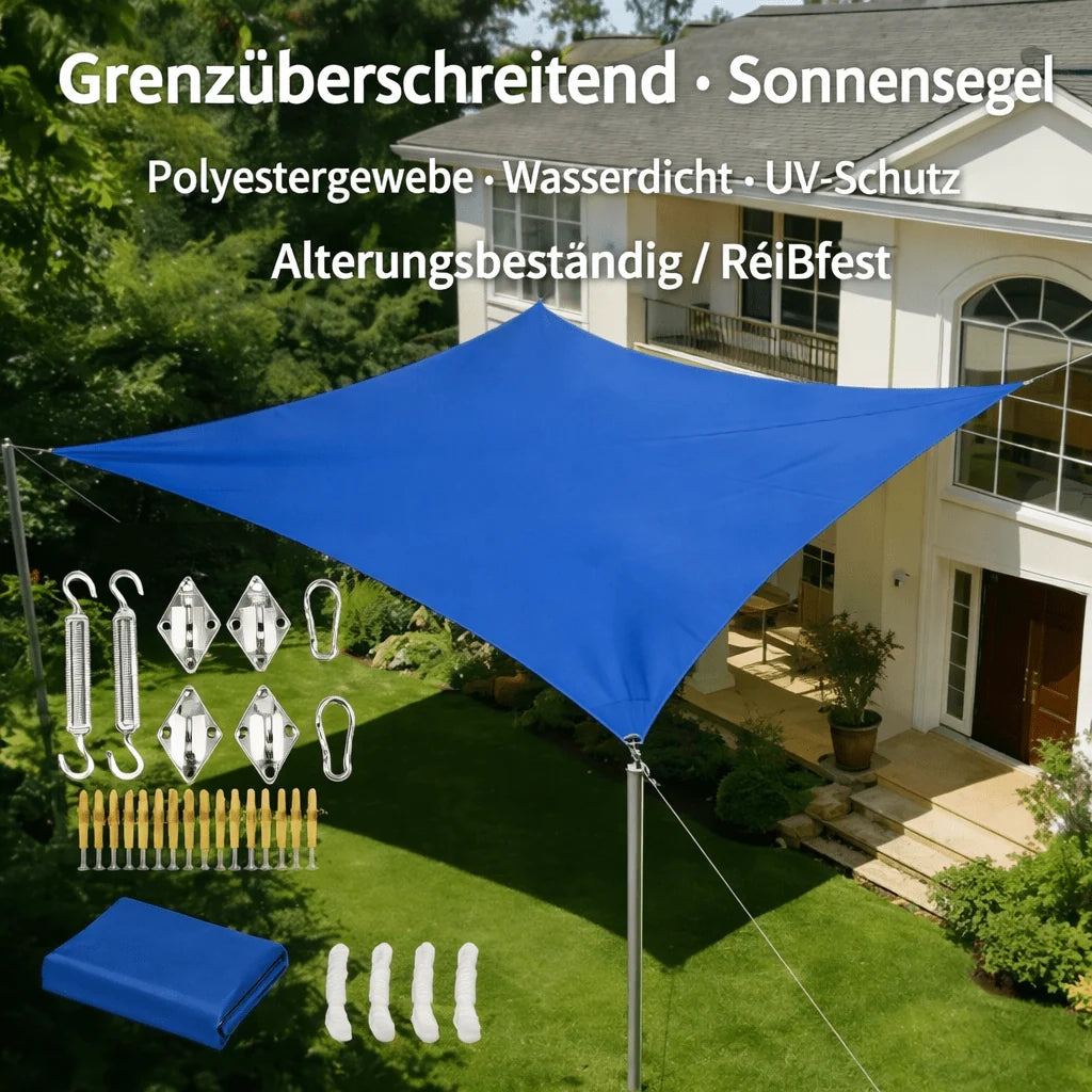 Rectangular Sun Shade Sail Waterproof UV Protection Polyester Fabric