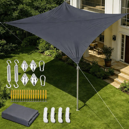 Rectangular Sun Shade Sail Waterproof UV Protection Polyester Fabric