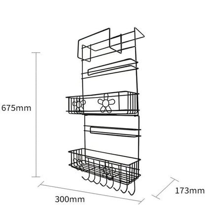 Refrigerator Side Organizer Rack Multi-Tier Nail-Free Installation Rust-Resistant Iron