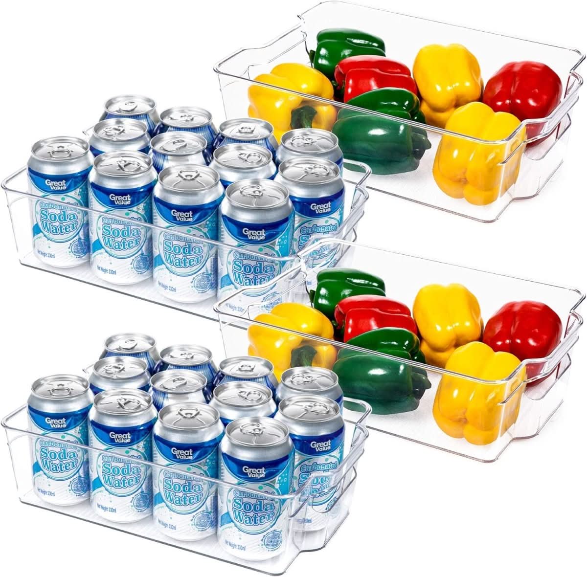 Refrigerator Storage Bins Transparent BPA-Free Set of 4