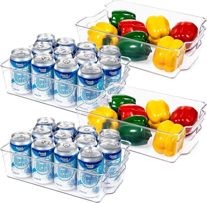 Refrigerator Storage Bins Transparent BPA-Free Set of 4