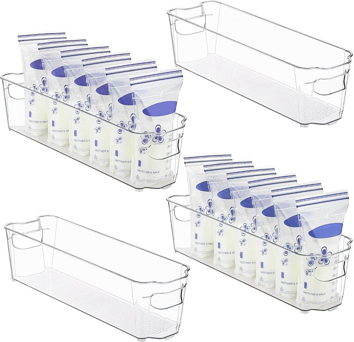 Refrigerator Storage Bins Transparent BPA-Free Set of 4