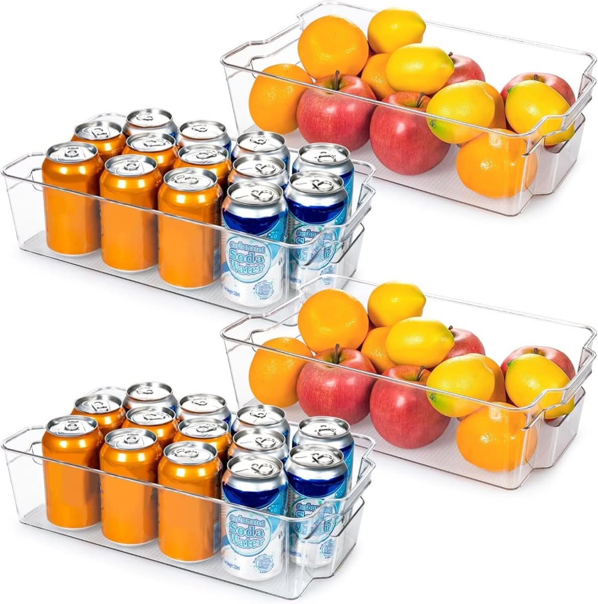 Refrigerator Storage Bins Transparent BPA-Free Set of 4