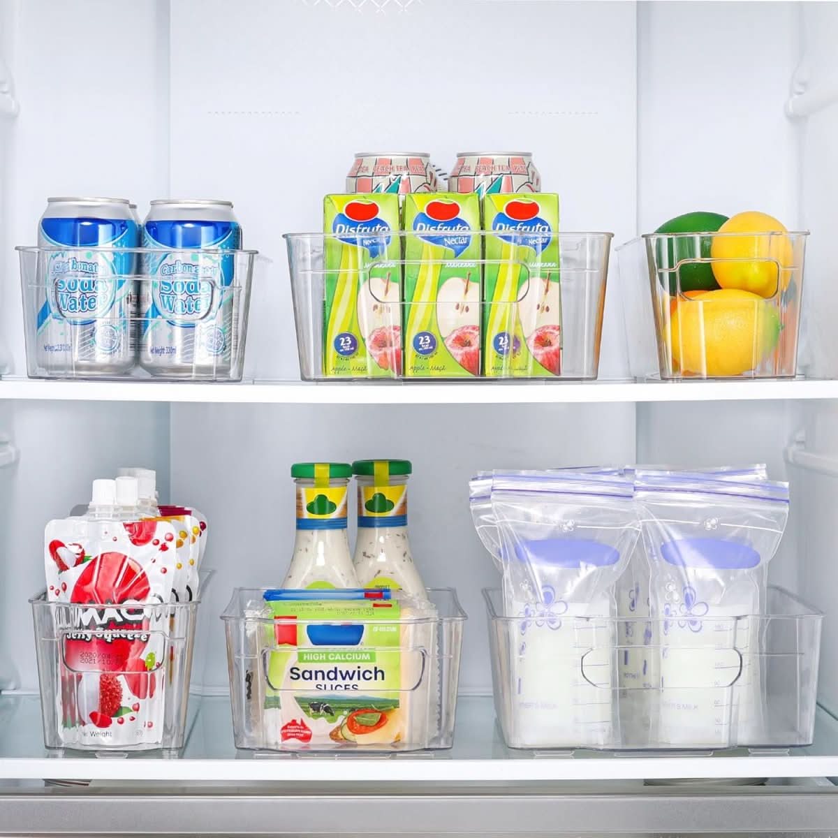 Refrigerator Storage Bins Transparent BPA-Free Set of 4
