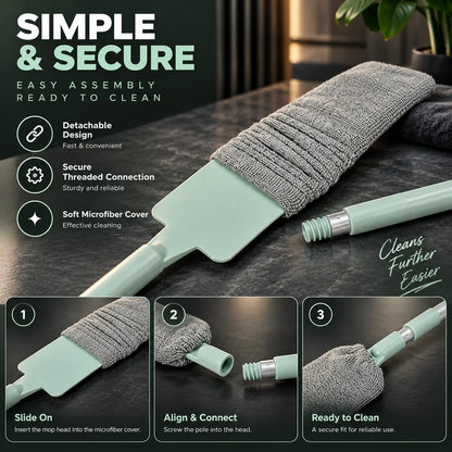 Retractable Gap Duster Bendable Flat Head Washable Microfiber Sleeve