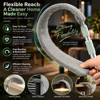 Retractable Gap Duster Bendable Flat Head Washable Microfiber Sleeve