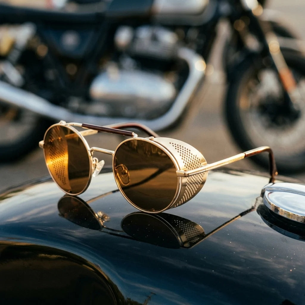 Riding Sunglasses Perforated Metal Side Shields UV400