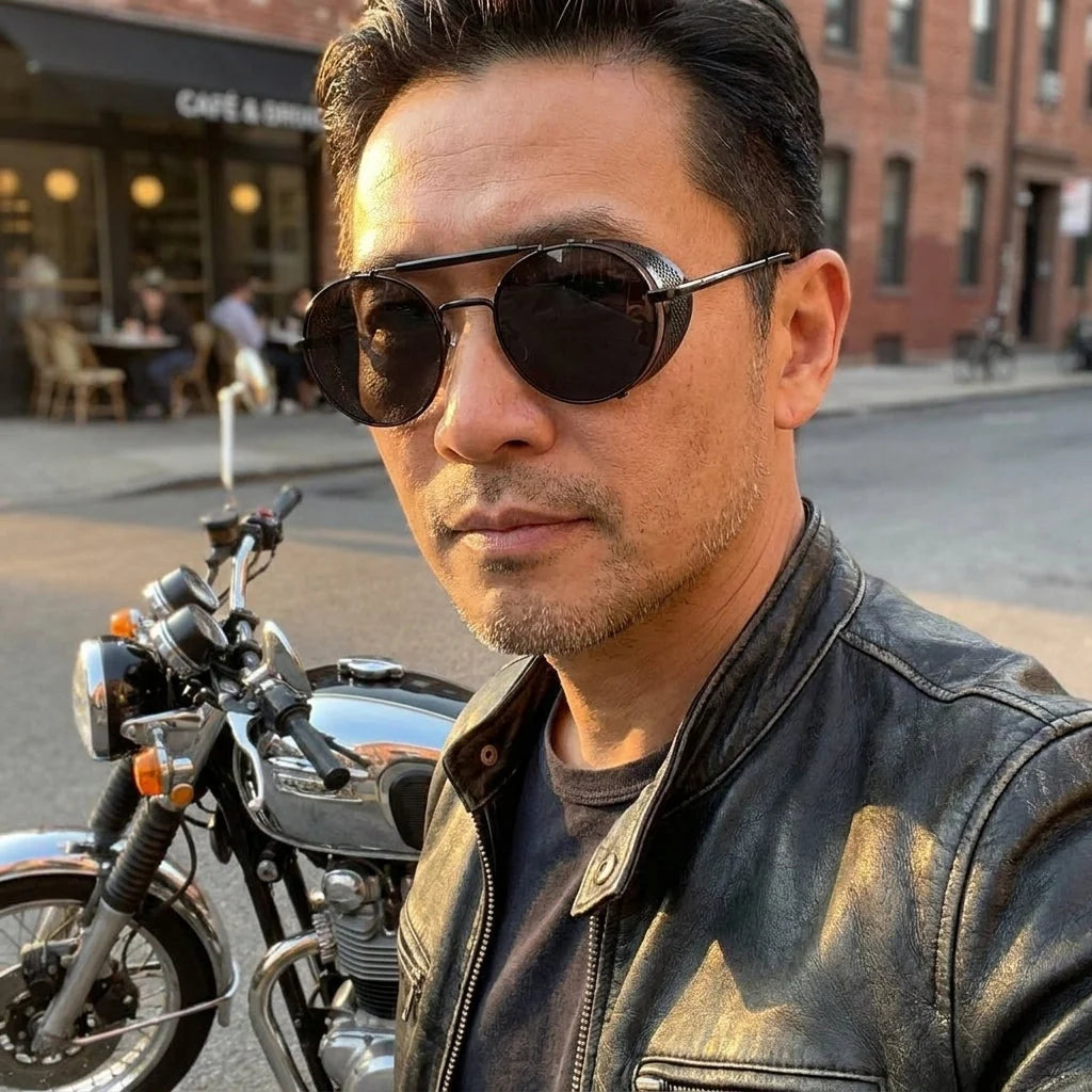 Riding Sunglasses Perforated Metal Side Shields UV400