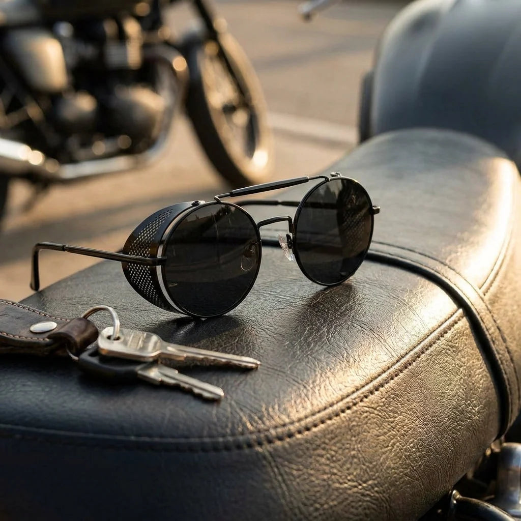 Riding Sunglasses Perforated Metal Side Shields UV400