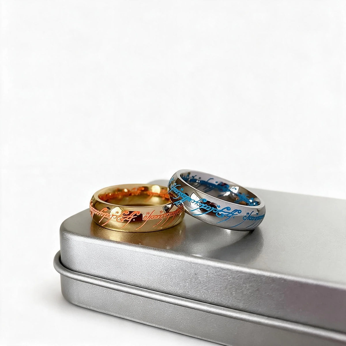 Ring Glow-In-The-Dark Engraved Runes Nickel-Free