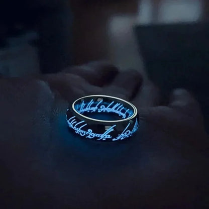 Ring Glow-In-The-Dark Engraved Runes Nickel-Free