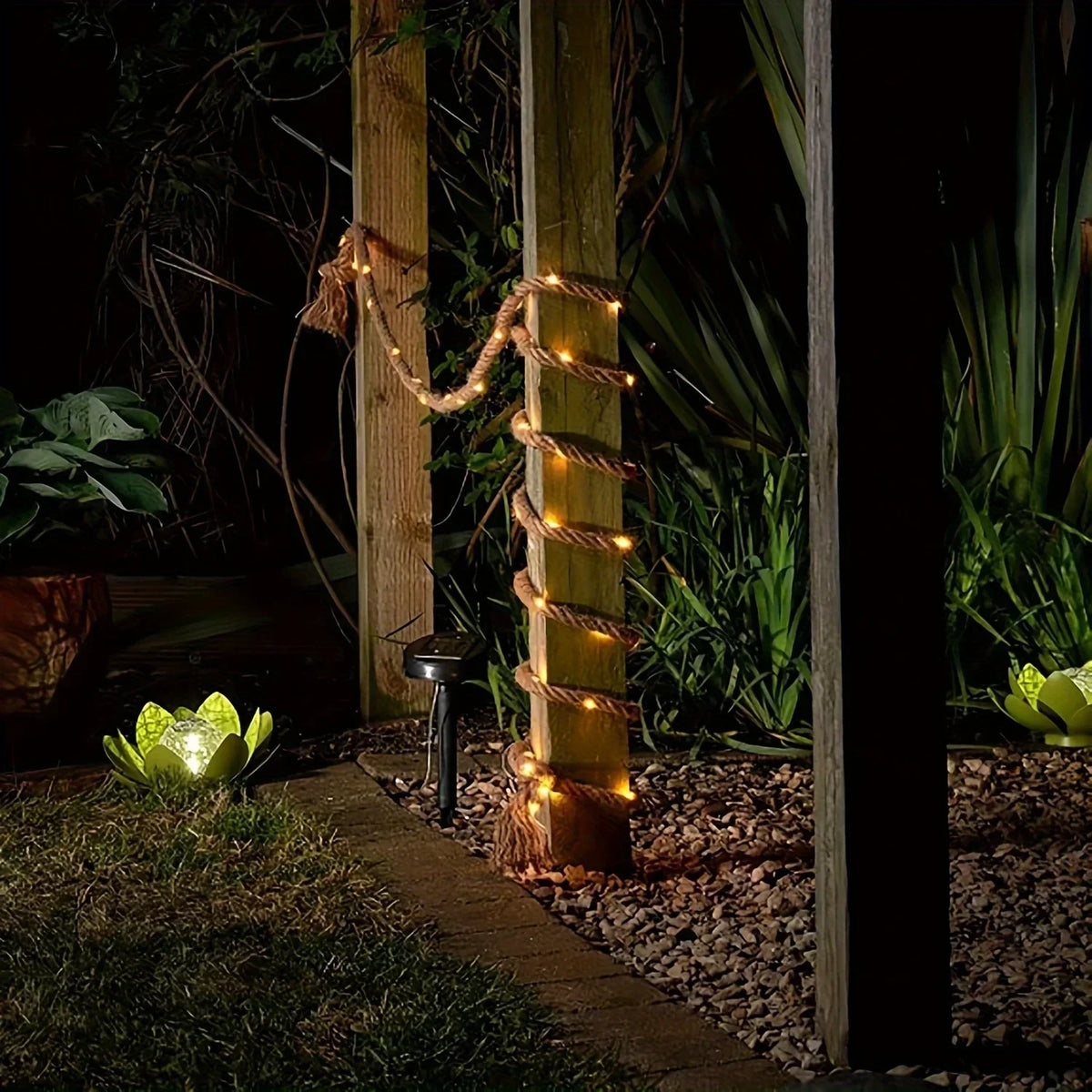 Rope Lights Solar-Powered Hemp Rope Waterproof 60 LEDs