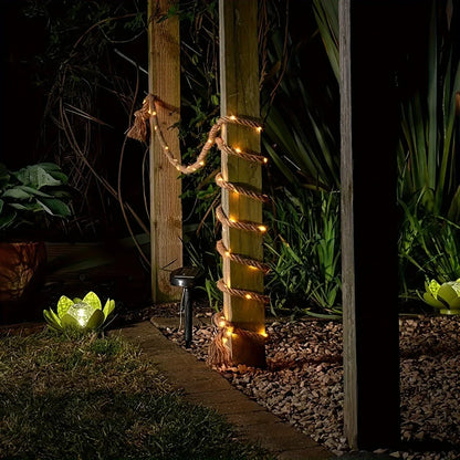 Rope Lights Solar-Powered Hemp Rope Waterproof 60 LEDs