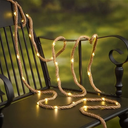 Rope Lights Solar-Powered Hemp Rope Waterproof 60 LEDs