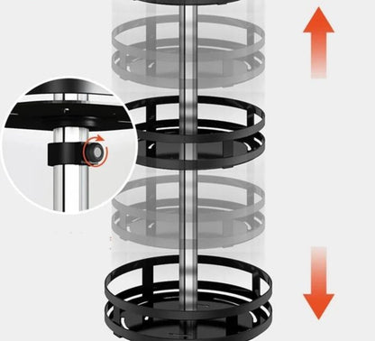 Rotating Storage Rack Stainless Steel 360° Swivel Adjustable Height