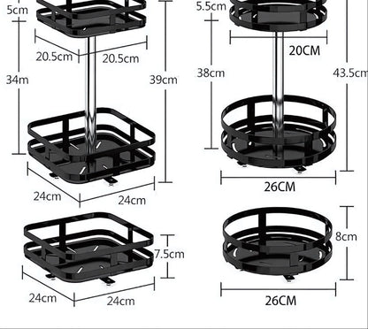 Rotating Storage Rack Stainless Steel 360° Swivel Adjustable Height