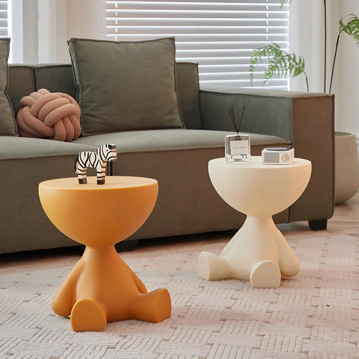 Round Accent Table Space-Saving Lightweight Plastic