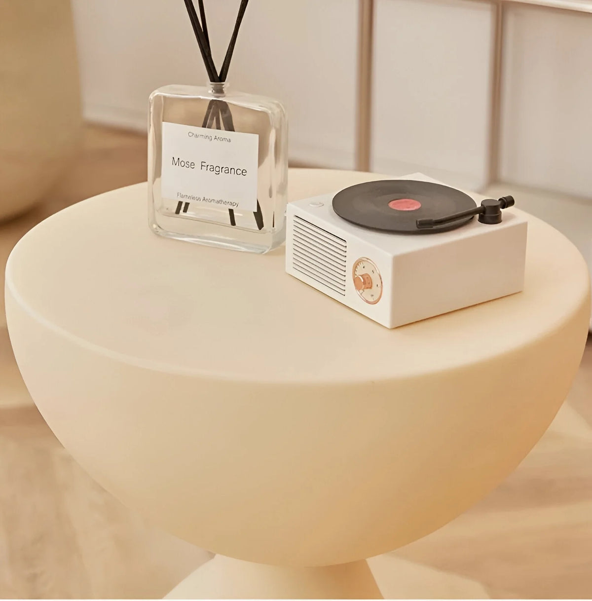 Round Accent Table Space-Saving Lightweight Plastic