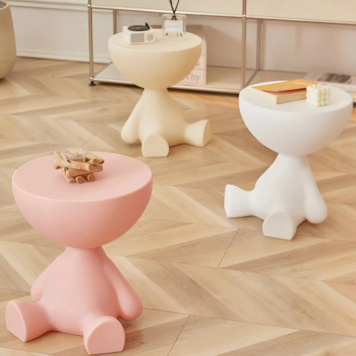 Round Accent Table Space-Saving Lightweight Plastic
