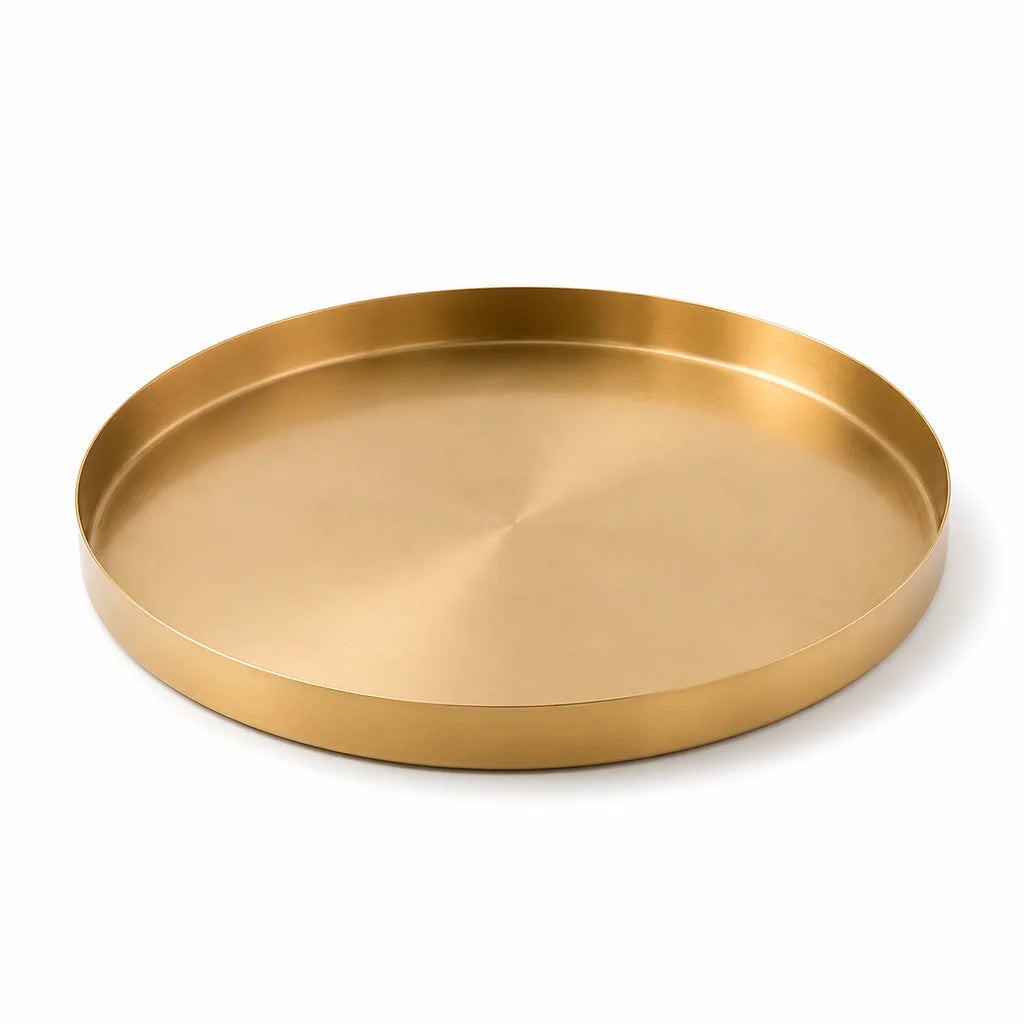 Round Organizer Tray Gold Finish Stainless Steel