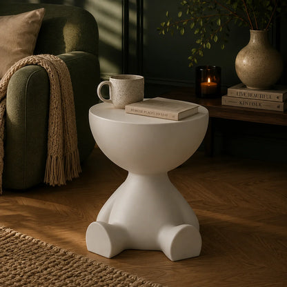 Round Pedestal Side Table Hidden Storage Molded Plastic