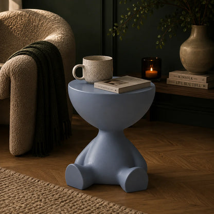 Round Pedestal Side Table Hidden Storage Molded Plastic