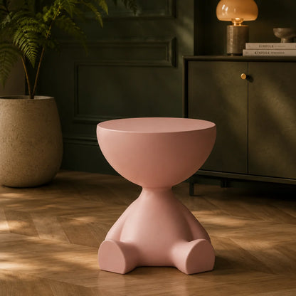 Round Pedestal Side Table Hidden Storage Molded Plastic