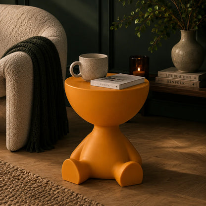 Round Pedestal Side Table Hidden Storage Molded Plastic