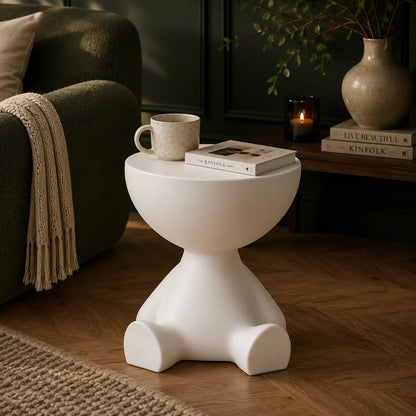 Round Pedestal Side Table Hidden Storage Molded Plastic