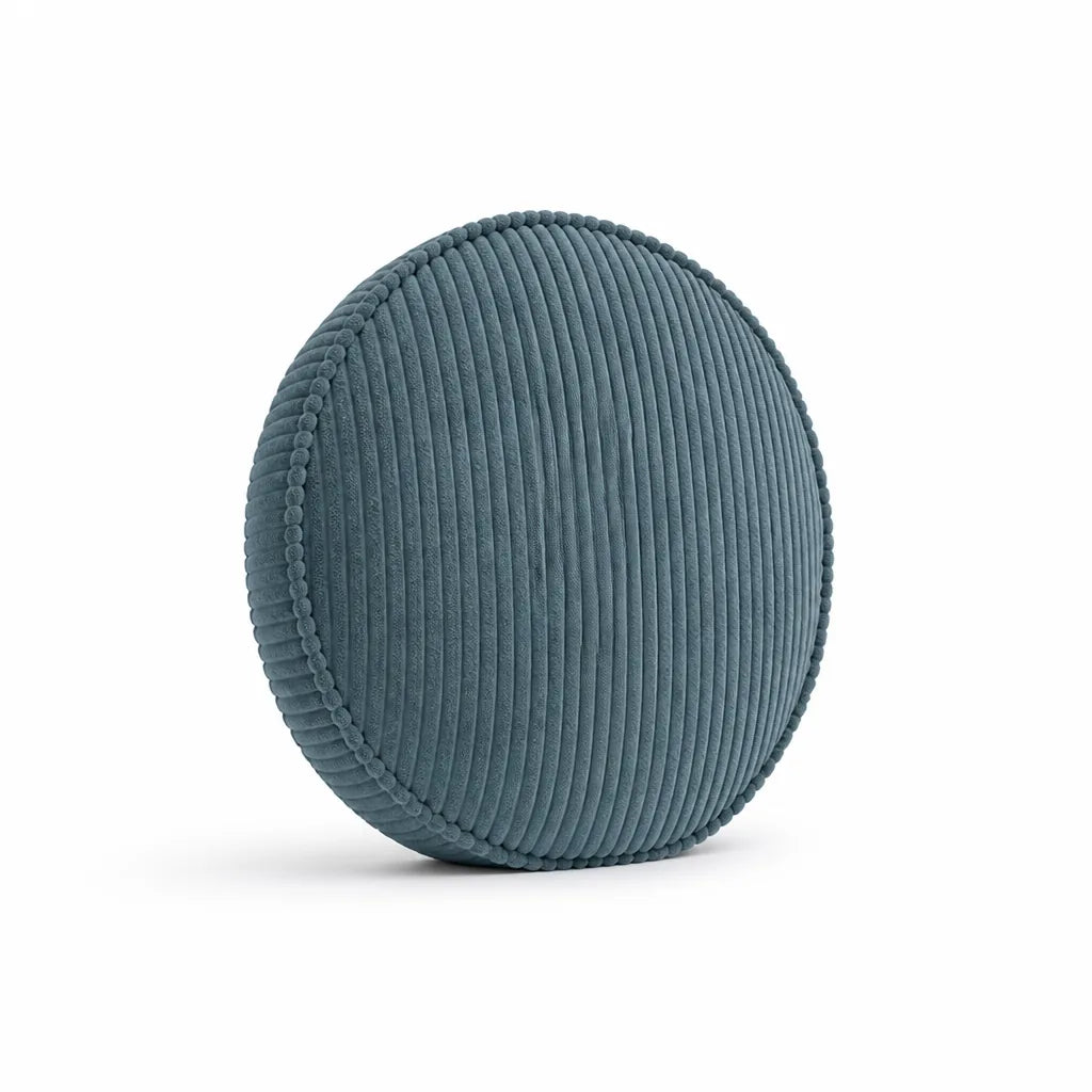 Round Throw Pillow Ribbed Texture Plush 30 cm