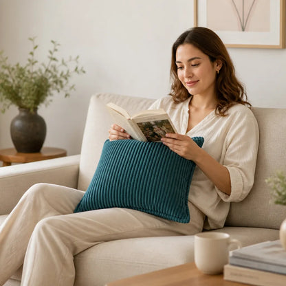 Round Throw Pillow Ribbed Texture Plush 30 cm
