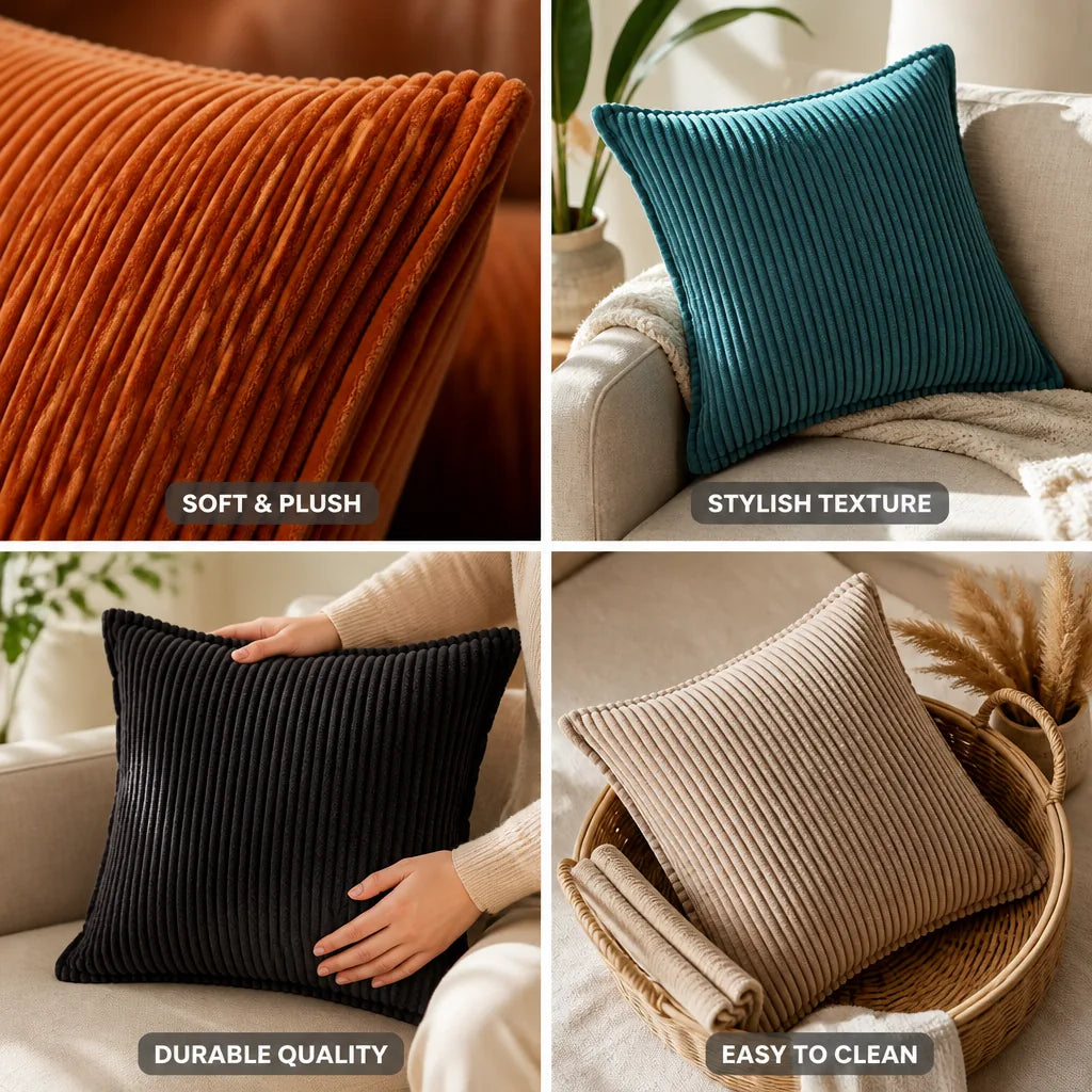 Round Throw Pillow Ribbed Texture Plush 30 cm