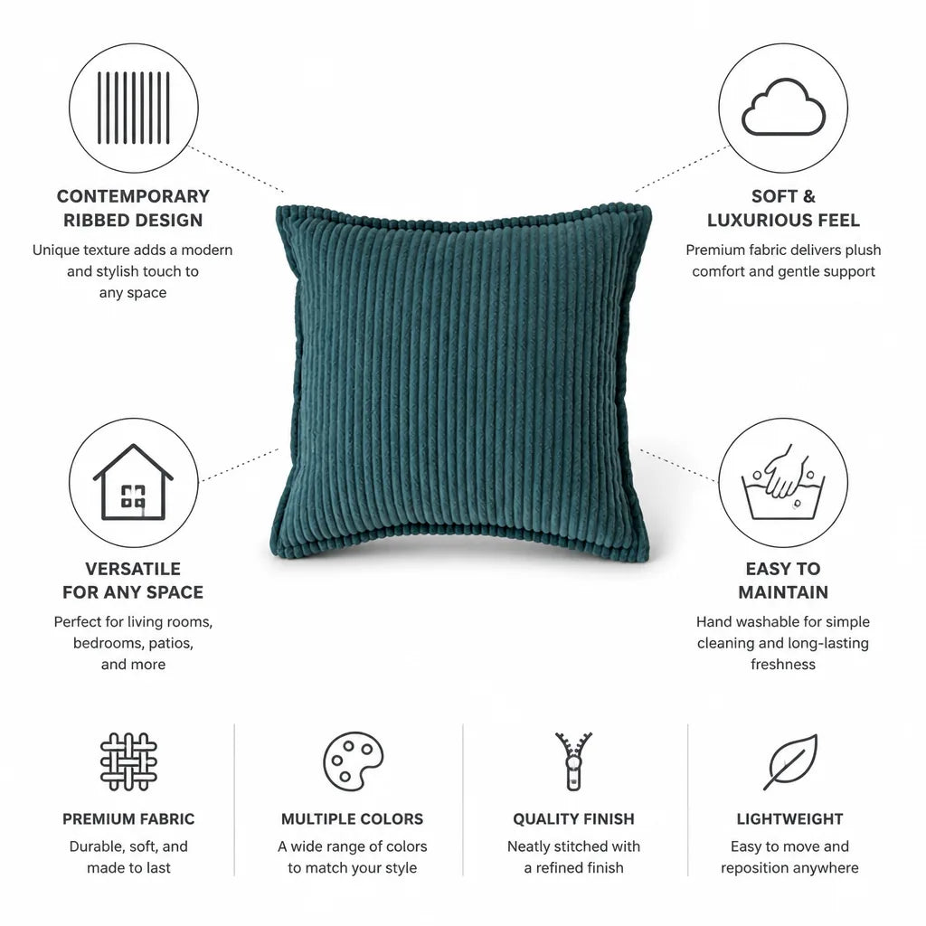 Round Throw Pillow Ribbed Texture Plush 30 cm