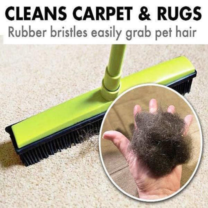 Rubber Broom Pet Hair Natural Rubber Head Telescoping Handle