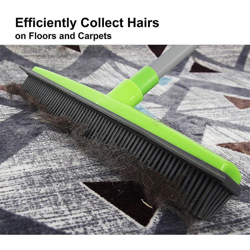 Rubber Broom Pet Hair Natural Rubber Head Telescoping Handle