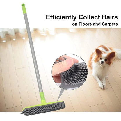 Rubber Broom Pet Hair Natural Rubber Head Telescoping Handle