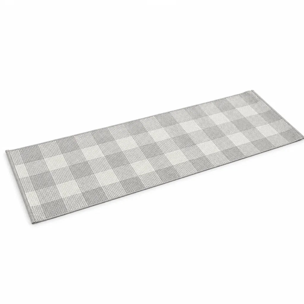 Runner Rug Checkered Flat Woven Cotton Blend