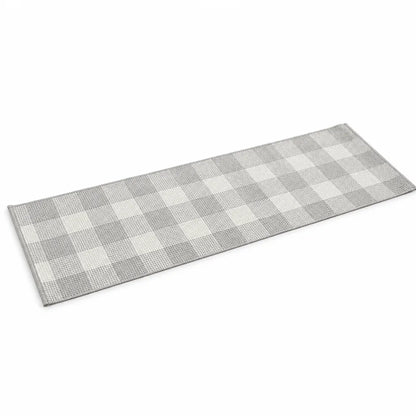 Runner Rug Checkered Flat Woven Cotton Blend