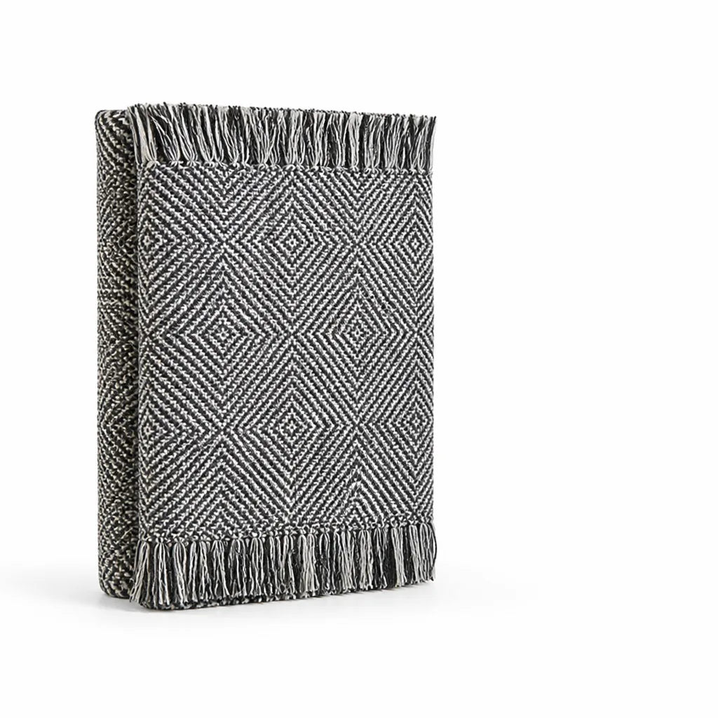 Runner Rug Cotton Geometric Fringed