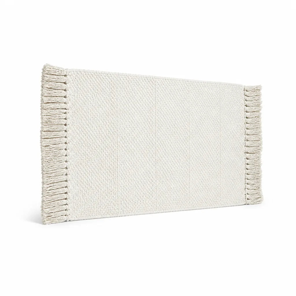 Runner Rug Cotton Geometric Fringed