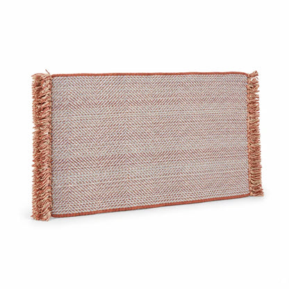 Runner Rug Cotton Geometric Fringed