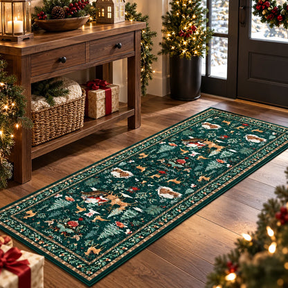 Runner Rug Holiday Print Non-Slip Machine Washable
