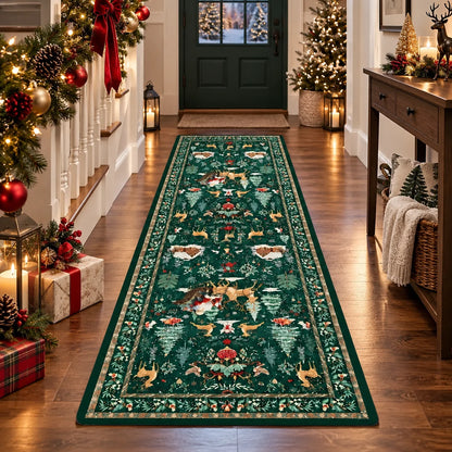 Runner Rug Holiday Print Non-Slip Machine Washable