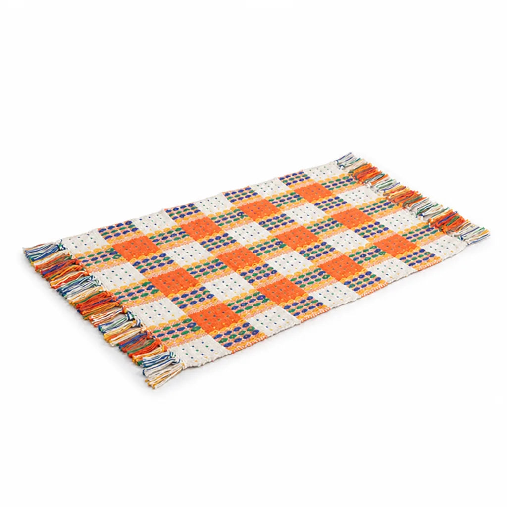Runner Rug Striped Cotton Blend Anti-Slip