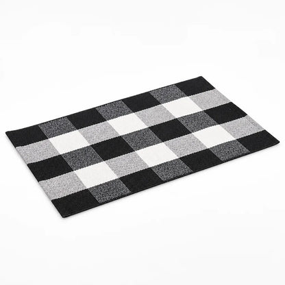 Runner Rug Striped Cotton Blend Anti-Slip