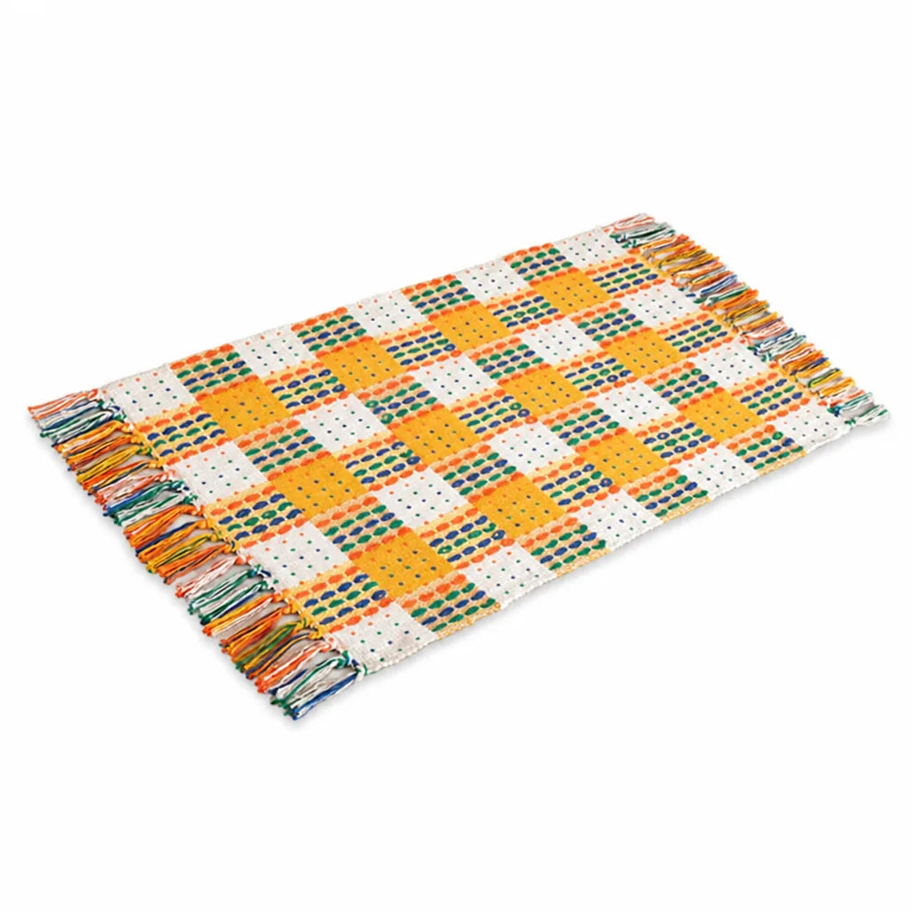 Runner Rug Striped Cotton Blend Anti-Slip