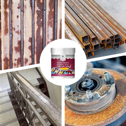 Rust Converter Paint Metallic One-Coat Finish with Brush & Gloves