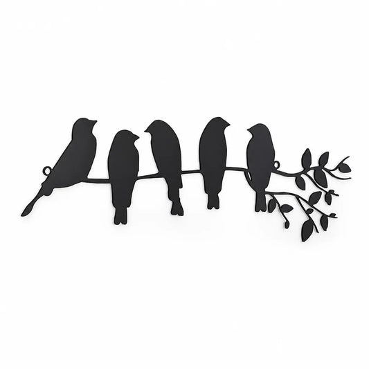 Rust-Resistant Indoor & Outdoor Sitting Birds Motif Wall Decoration (40 cm)