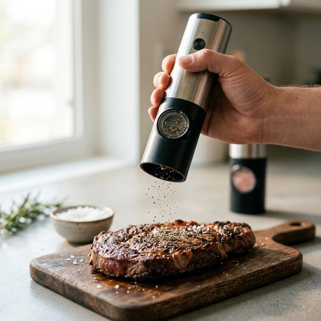 Salt & Pepper Mill Set Rechargeable Adjustable Grind