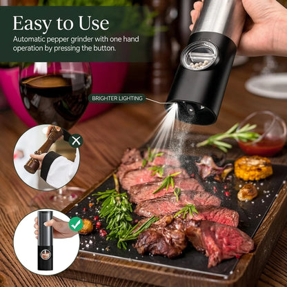 Salt & Pepper Mill Set Rechargeable Adjustable Grind